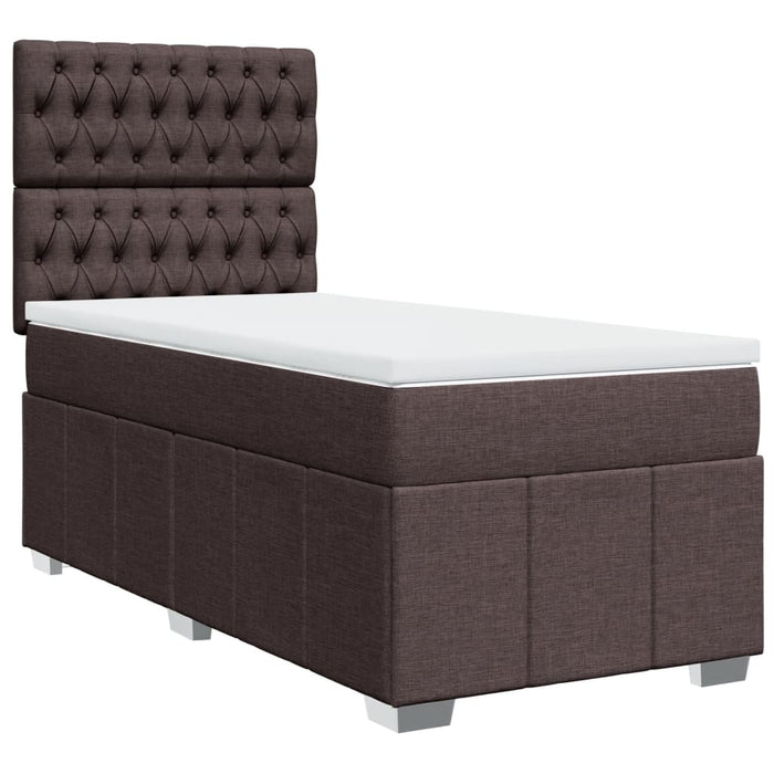 Pat box spring cu saltea, maro închis, 100x200 cm, textil WALTI