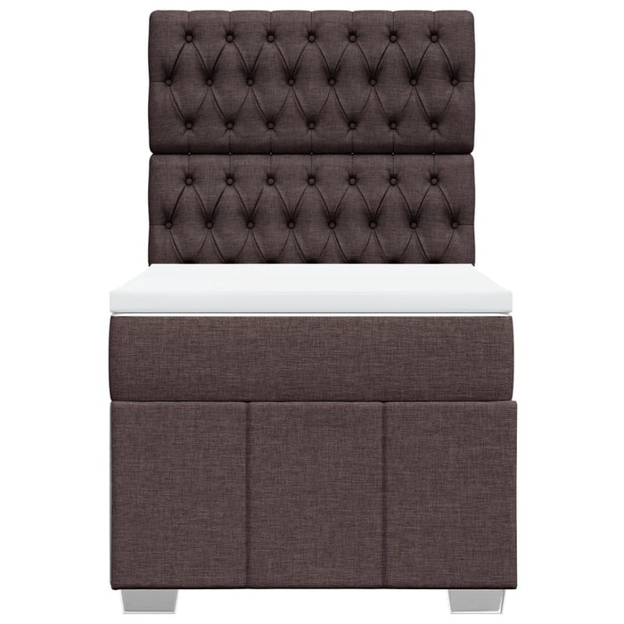 Pat box spring cu saltea, maro închis, 100x200 cm, textil WALTI