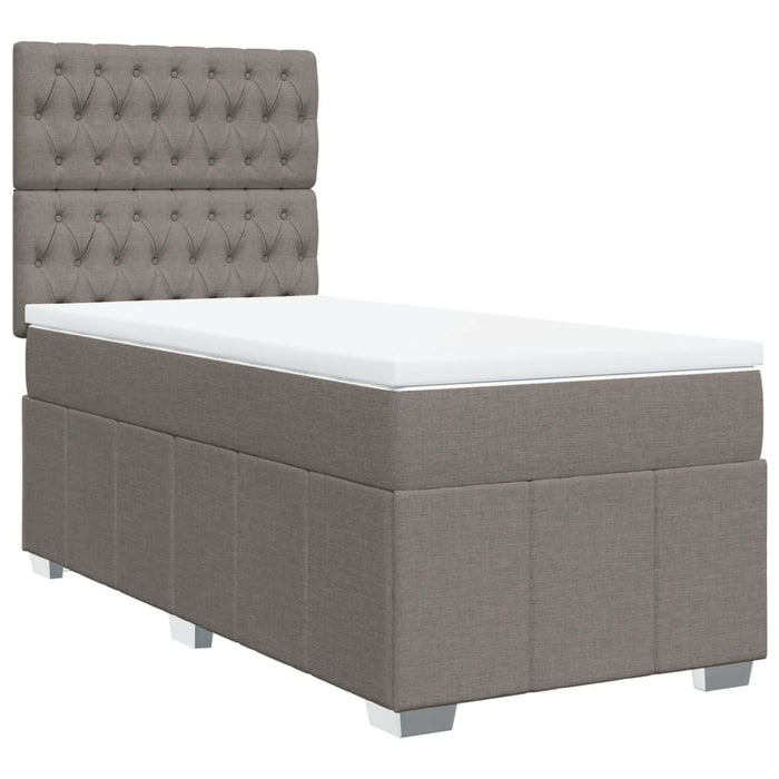 Pat box spring cu saltea, gri taupe, 100x200 cm, textil - WALTI WALTI