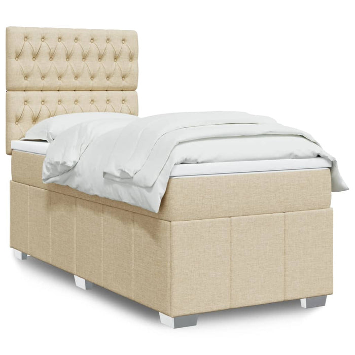 Pat box spring cu saltea, crem, 100x200 cm, textil - WALTI WALTI