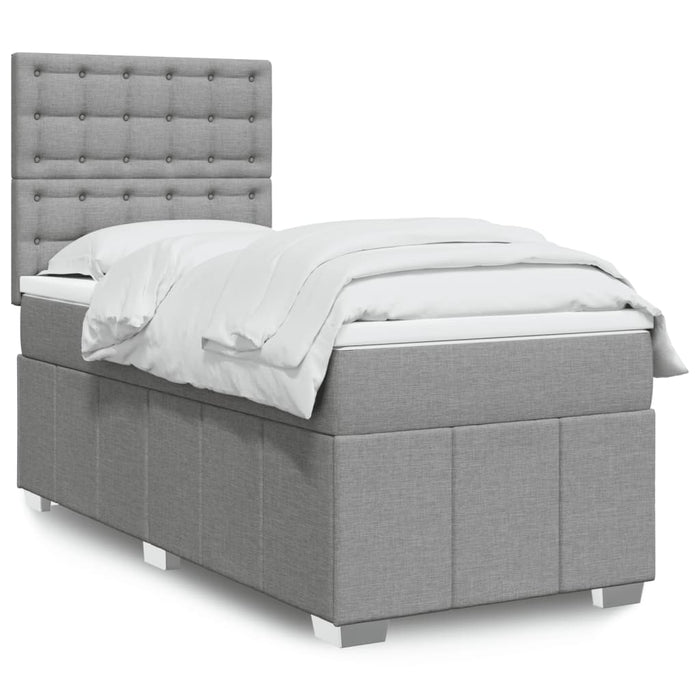 Pat box spring cu saltea, gri deschis, 100x200 cm, textil - WALTI WALTI