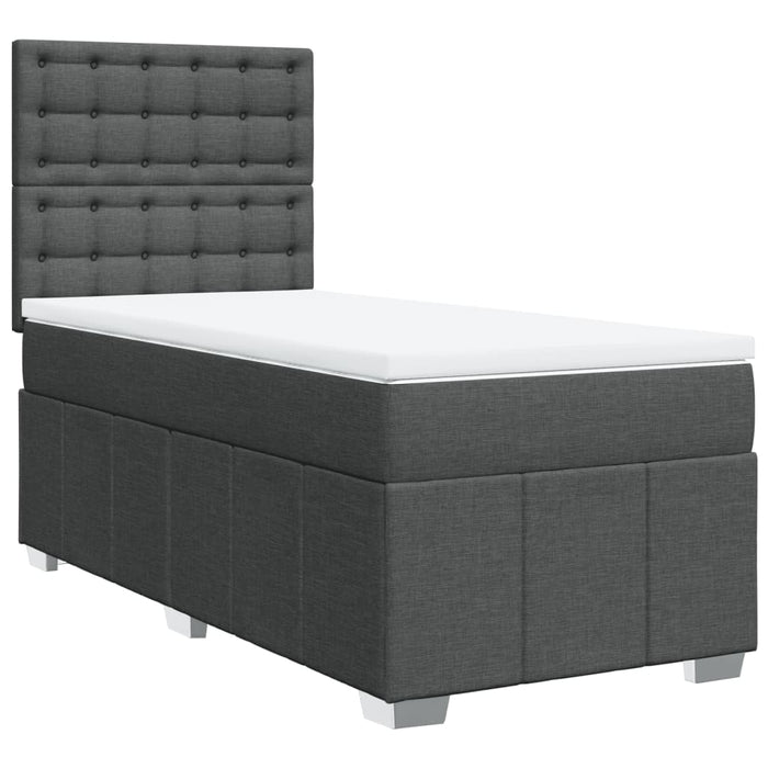Pat box spring cu saltea, gri închis, 100x200 cm, textil - WALTI WALTI