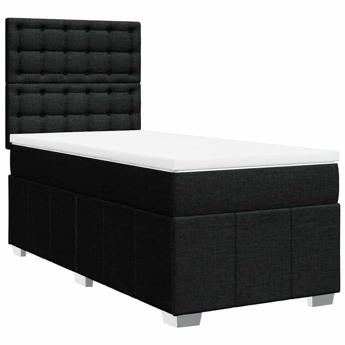 Pat box spring cu saltea, negru, 100x200 cm, textil - WALTI WALTI