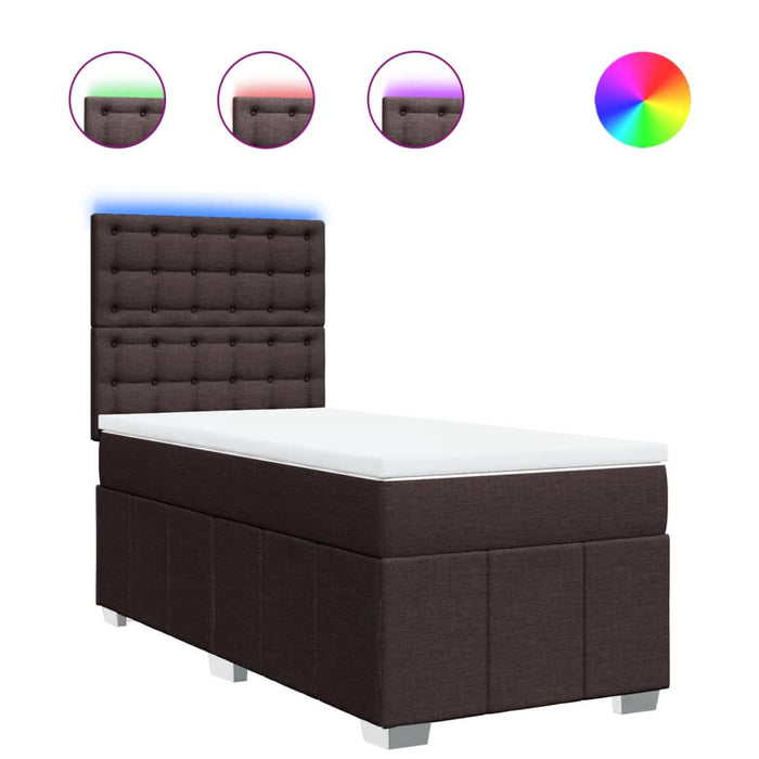 Pat box spring cu saltea, maro închis, 100x200 cm, textil - WALTI WALTI