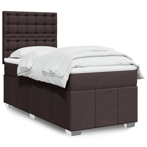Pat box spring cu saltea, maro închis, 100x200 cm, textil - WALTI WALTI
