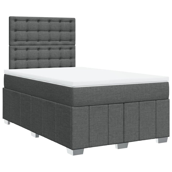 Pat box spring cu saltea, gri închis, 120x190 cm, textil WALTI