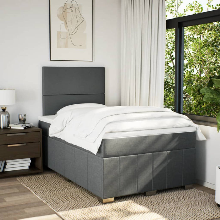 Pat box spring cu saltea, gri închis, 120x200 cm, textil - WALTI WALTI