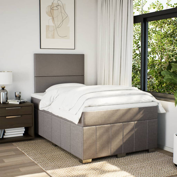 Pat box spring cu saltea, gri taupe, 120x200 cm, textil WALTI