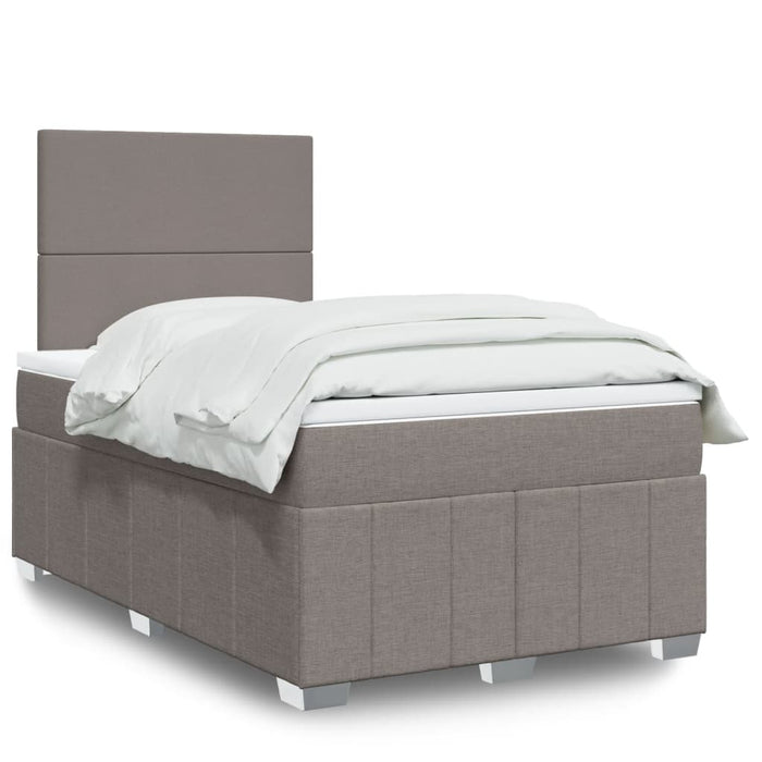 Pat box spring cu saltea, gri taupe, 120x200 cm, textil WALTI