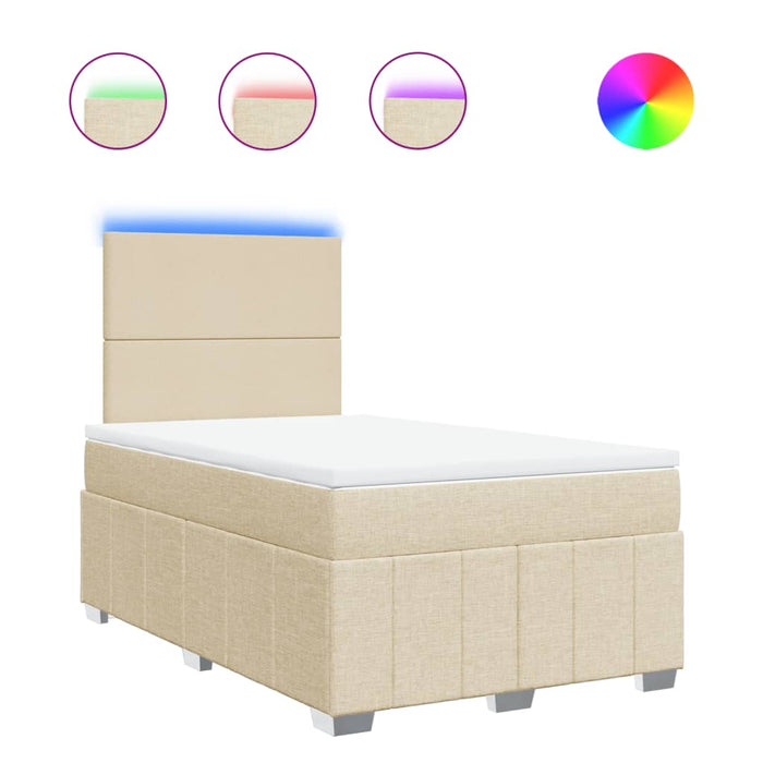 Pat box spring cu saltea, crem, 120x200 cm, textil - WALTI WALTI