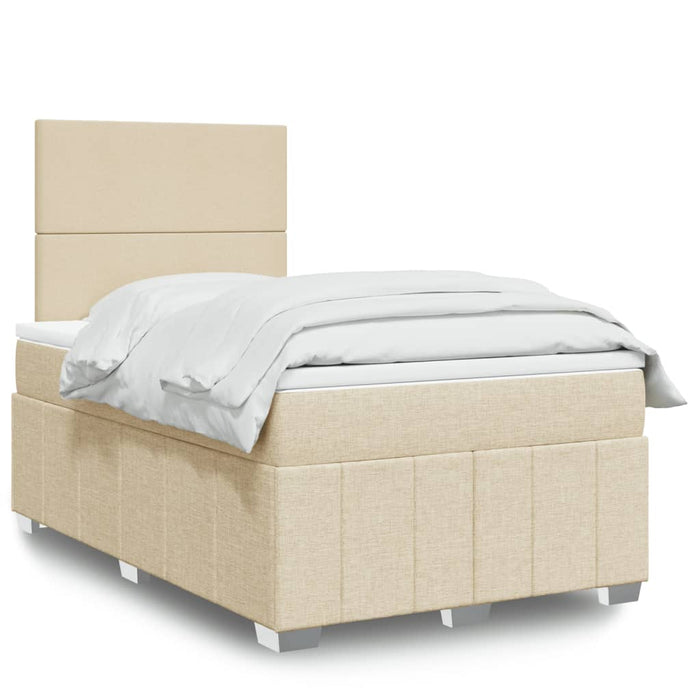 Pat box spring cu saltea, crem, 120x200 cm, textil - WALTI WALTI