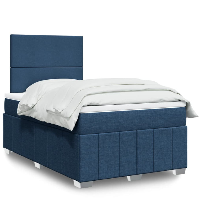 Pat box spring cu saltea, albastru, 120x200 cm, textil - WALTI WALTI