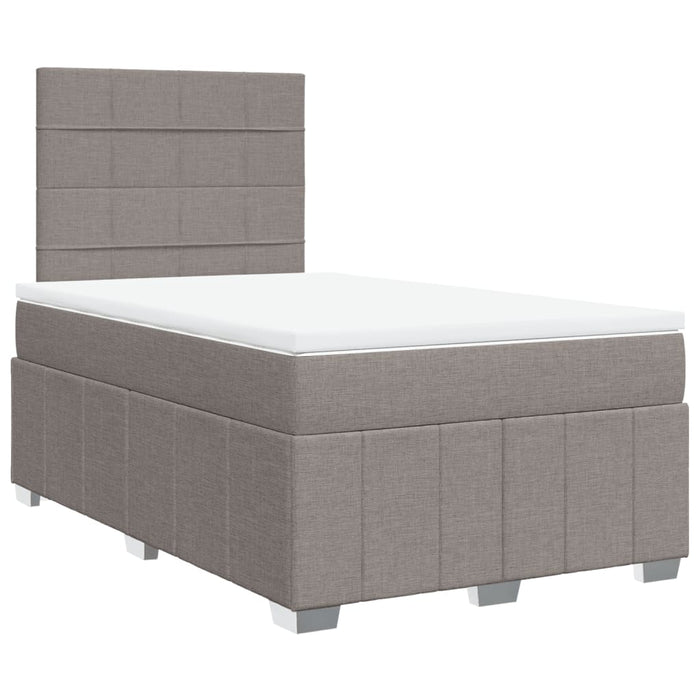 Pat box spring cu saltea, gri taupe, 120x200 cm, textil WALTI