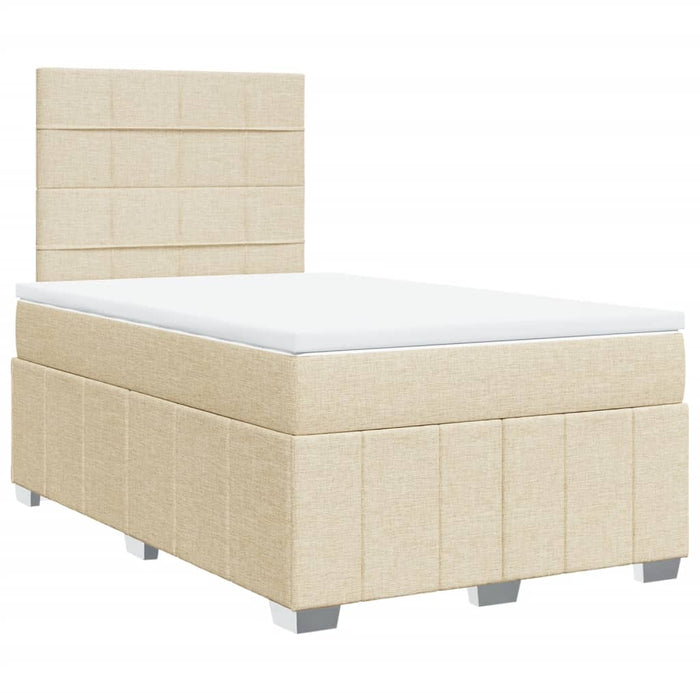 Pat box spring cu saltea, crem, 120x200 cm, textil - WALTI WALTI
