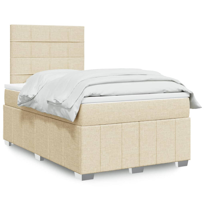 Pat box spring cu saltea, crem, 120x200 cm, textil - WALTI WALTI