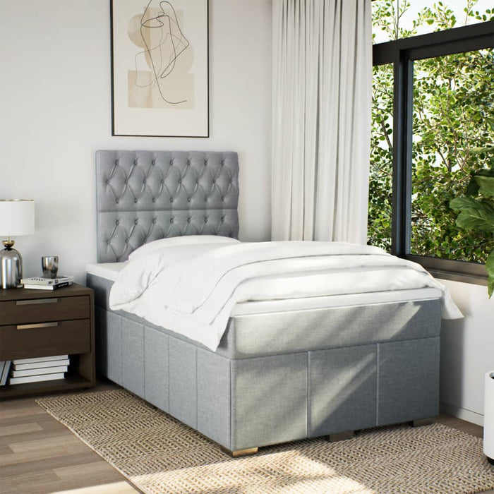 Pat continental cu saltea, gri deschis, 120x200 cm, textil - WALTI WALTI