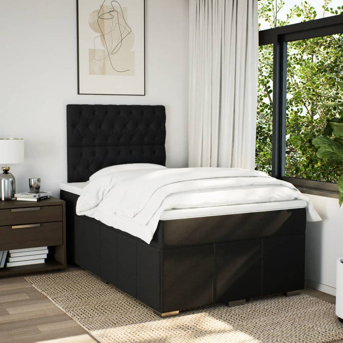 Pat box spring cu saltea, negru, 120x200 cm, textil - WALTI WALTI