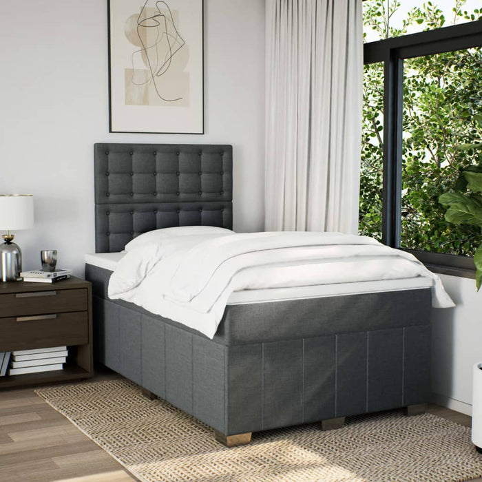Pat box spring cu saltea, gri închis, 120x200 cm, textil - WALTI WALTI