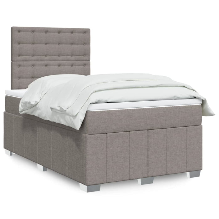 Pat box spring cu saltea, gri taupe, 120x200 cm, textil WALTI