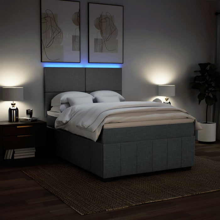 Pat box spring cu saltea, gri închis, 140x190 cm, textil - WALTI WALTI