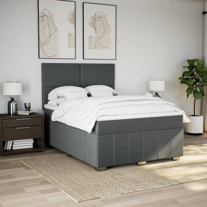 Pat box spring cu saltea, gri închis, 140x190 cm, textil - WALTI WALTI
