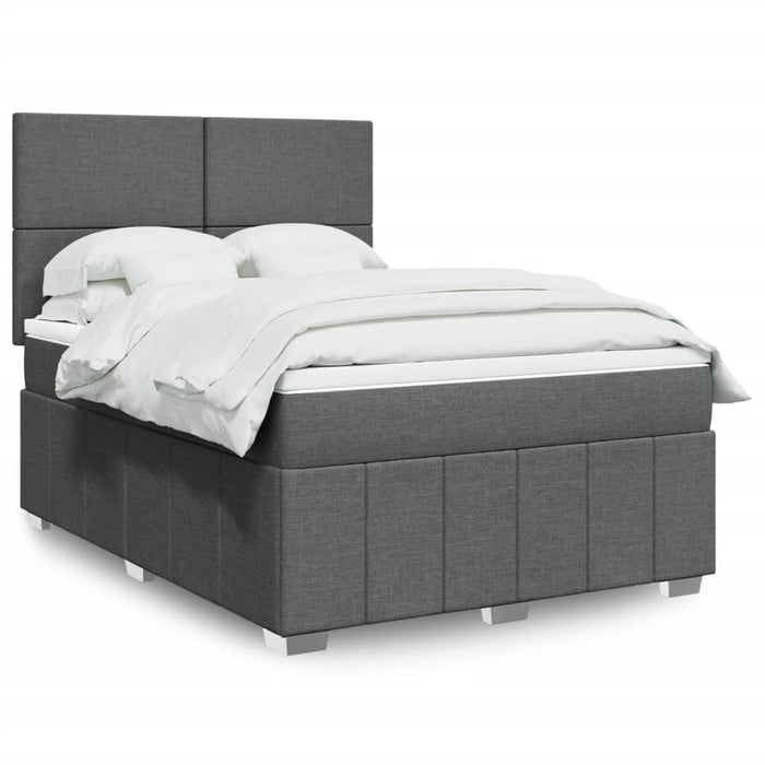 Pat box spring cu saltea, gri închis, 140x190 cm, textil - WALTI WALTI