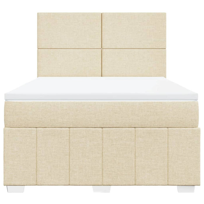 Pat box spring cu saltea, crem, 140x200 cm, textil - WALTI WALTI