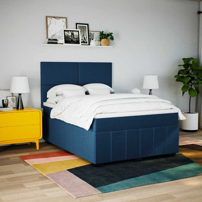 Pat box spring cu saltea, albastru, 140x200 cm, textil - WALTI WALTI