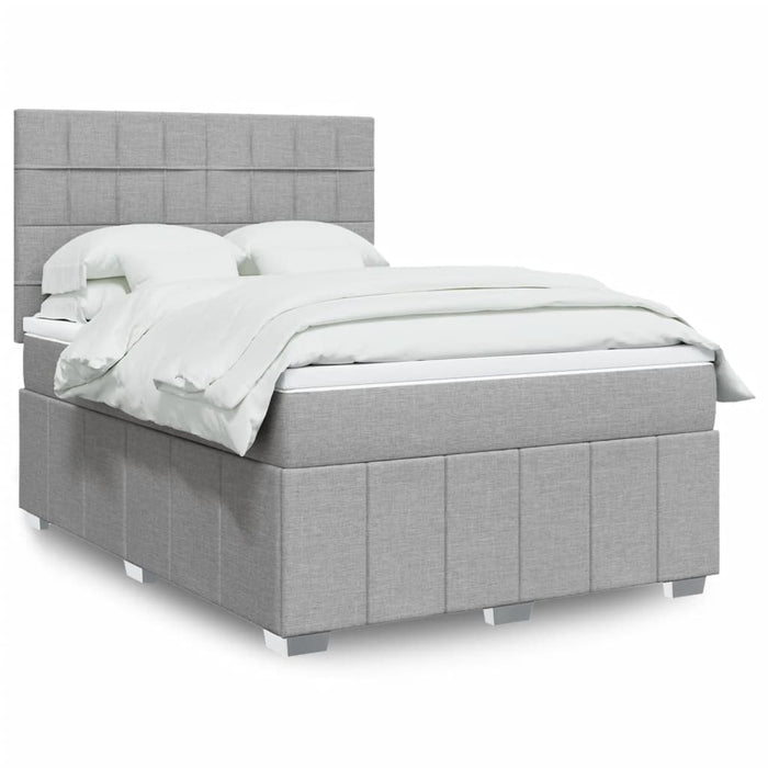 Pat box spring cu saltea, gri deschis, 140x190 cm, textil - WALTI WALTI
