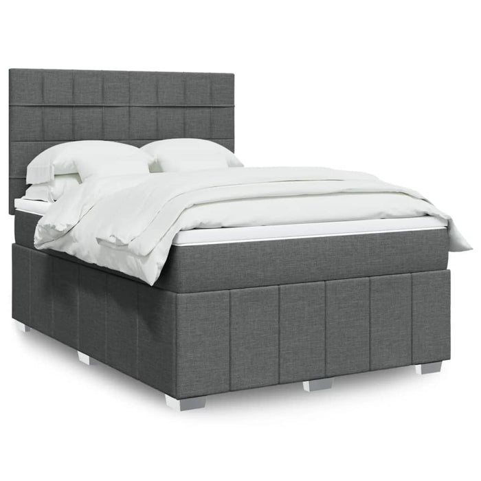 Pat box spring cu saltea, gri închis, 140x190 cm, textil - WALTI WALTI