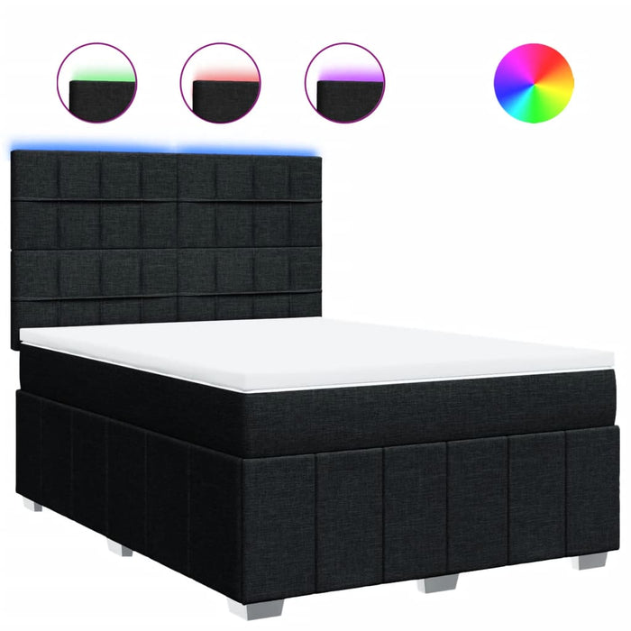Pat box spring cu saltea, negru, 140x190 cm, textil - WALTI WALTI