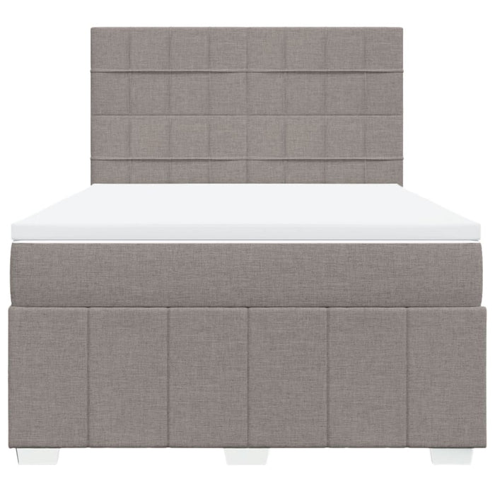 Pat box spring cu saltea, gri taupe, 140x200 cm, textil - WALTI WALTI