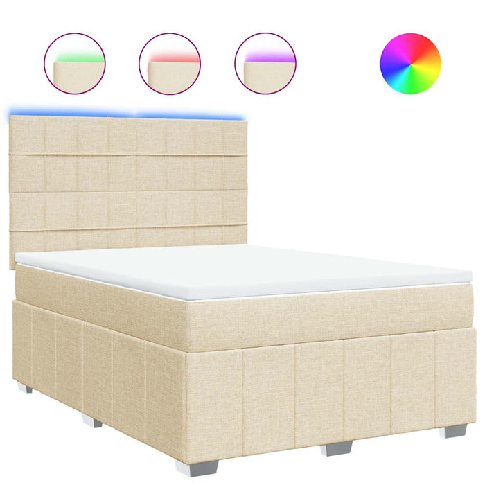 Pat box spring cu saltea, crem, 140x200 cm, textil - WALTI WALTI