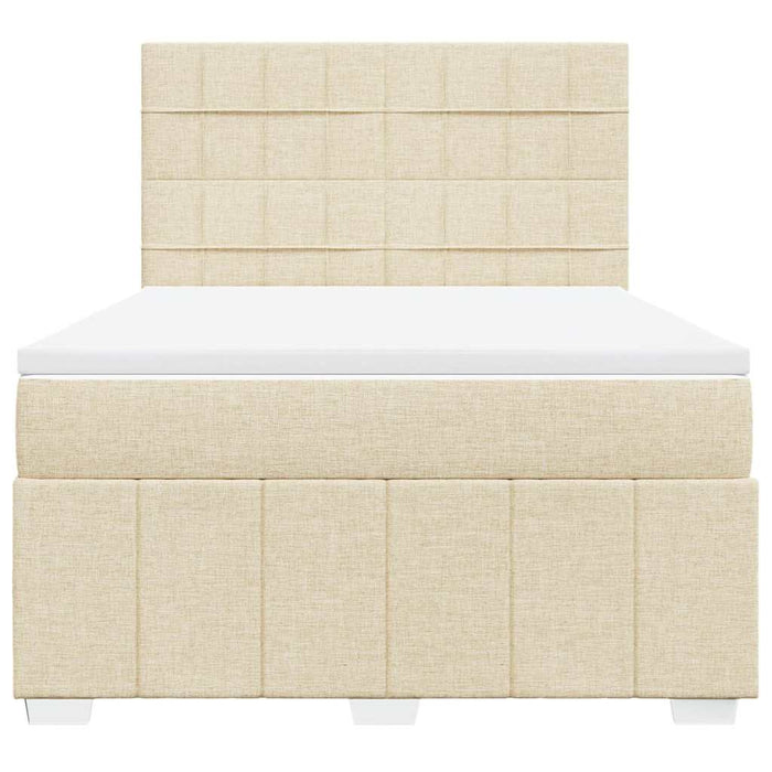 Pat box spring cu saltea, crem, 140x200 cm, textil - WALTI WALTI