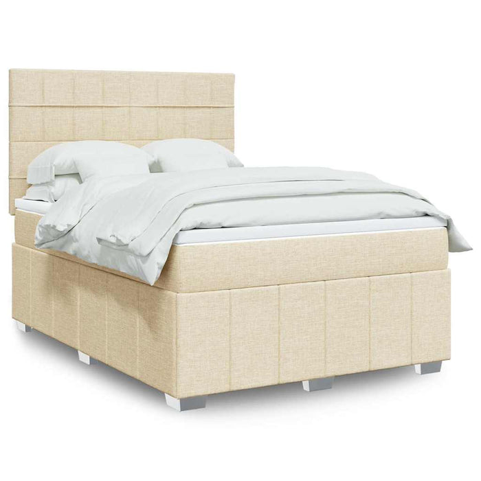 Pat box spring cu saltea, crem, 140x200 cm, textil - WALTI WALTI