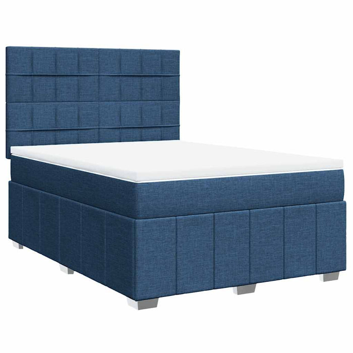 Pat box spring cu saltea, albastru, 140x200 cm, textil - WALTI WALTI