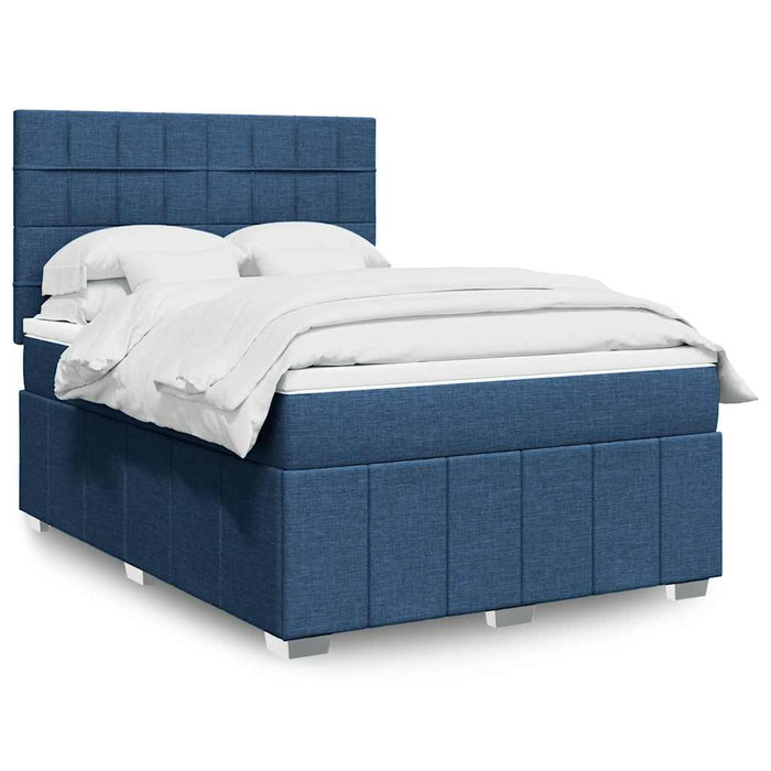 Pat box spring cu saltea, albastru, 140x200 cm, textil - WALTI WALTI