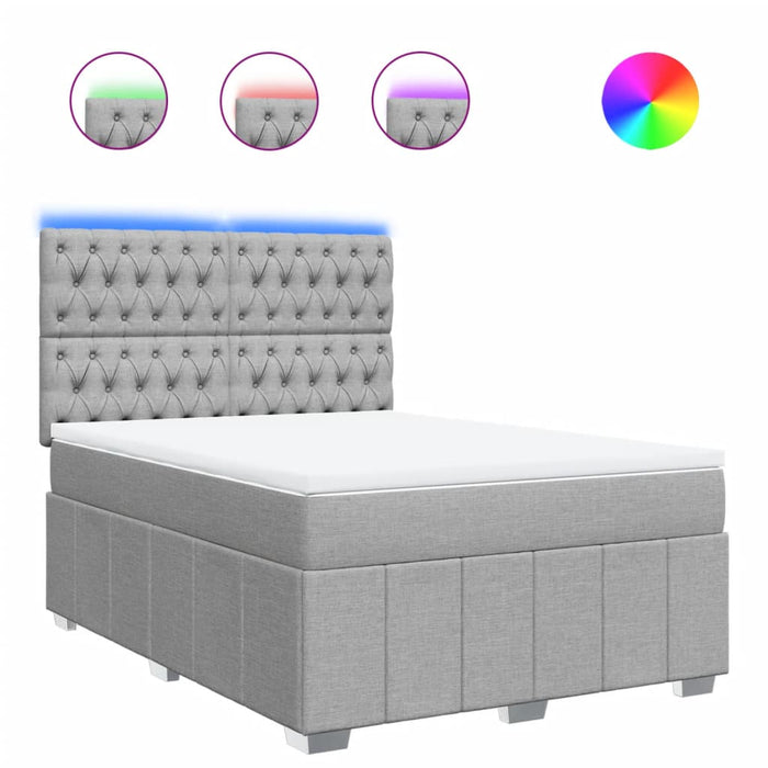 Pat box spring cu saltea, gri deschis, 140x190 cm, textil - WALTI WALTI