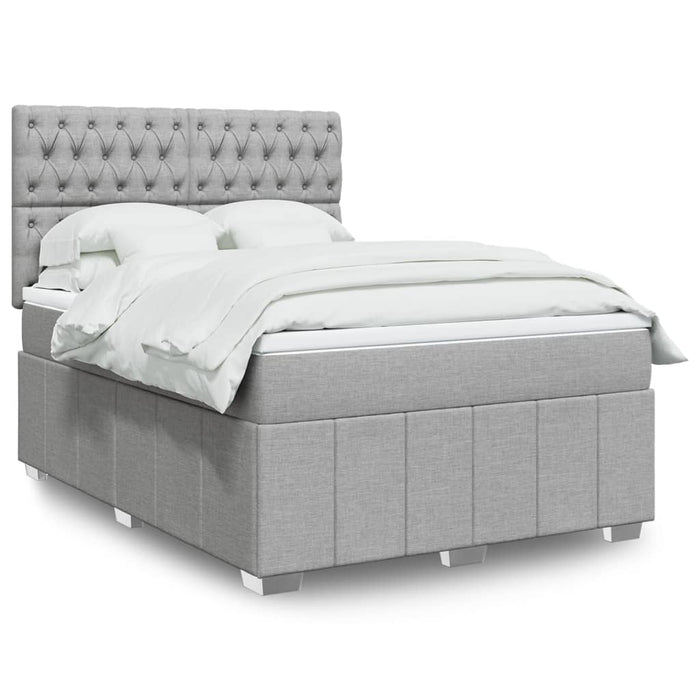 Pat box spring cu saltea, gri deschis, 140x190 cm, textil - WALTI WALTI