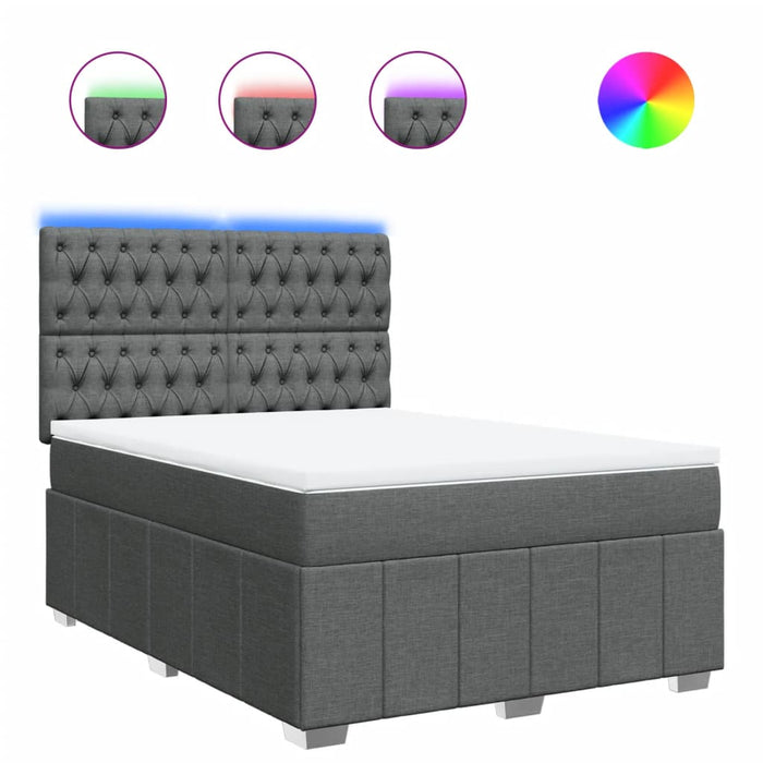 Pat box spring cu saltea, gri închis, 140x190 cm, textil - WALTI WALTI