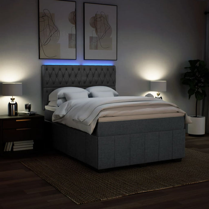 Pat box spring cu saltea, gri închis, 140x190 cm, textil - WALTI WALTI