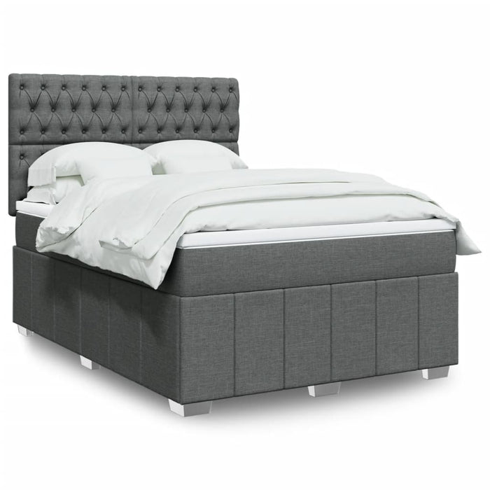 Pat box spring cu saltea, gri închis, 140x190 cm, textil - WALTI WALTI