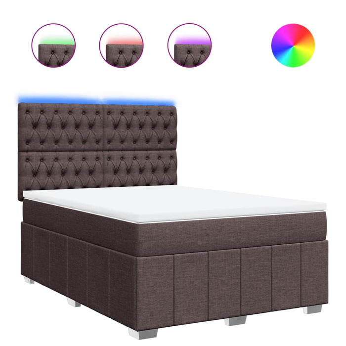 Pat box spring cu saltea, maro închis, 140x200 cm, textil - WALTI WALTI