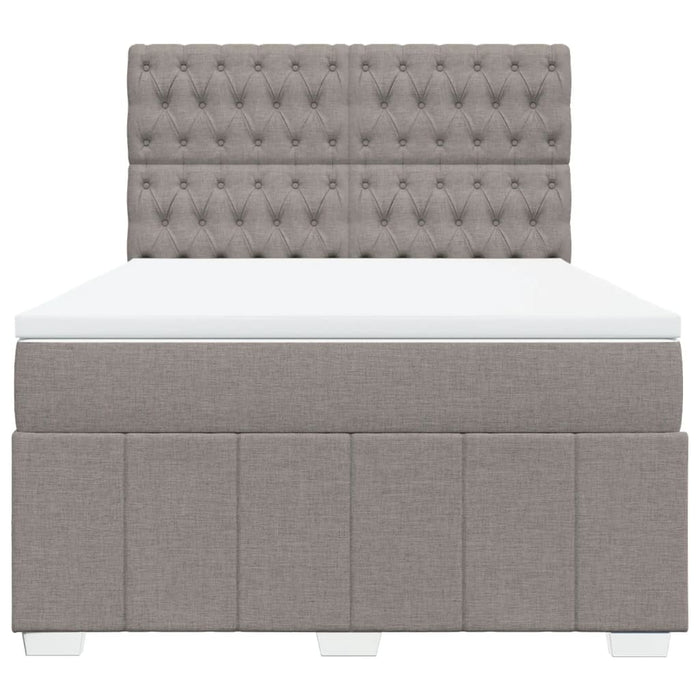 Pat box spring cu saltea, gri taupe, 140x200 cm, textil - WALTI WALTI