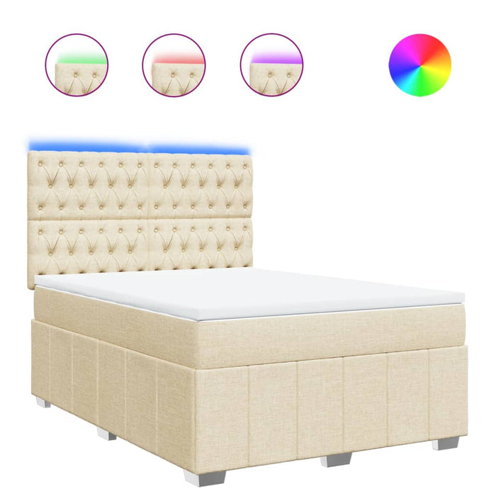 Pat box spring cu saltea, crem, 140x200 cm, textil - WALTI WALTI