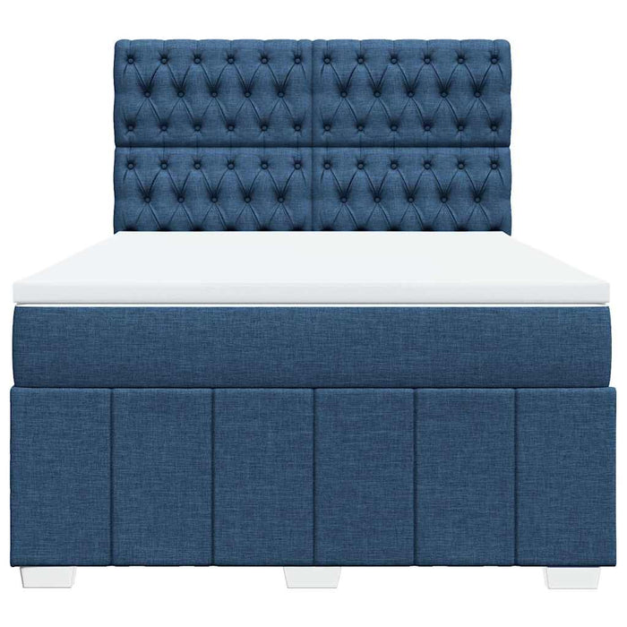 Pat box spring cu saltea, albastru, 140x200 cm, textil - WALTI WALTI