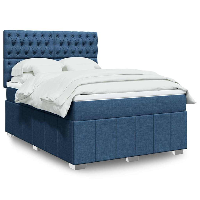 Pat box spring cu saltea, albastru, 140x200 cm, textil - WALTI WALTI