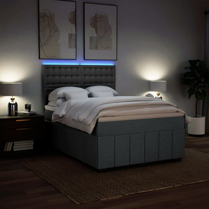Pat box spring cu saltea, gri închis, 140x190 cm, textil - WALTI WALTI