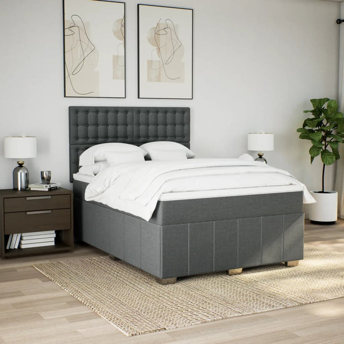 Pat box spring cu saltea, gri închis, 140x190 cm, textil - WALTI WALTI