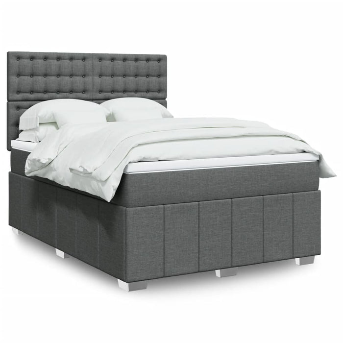 Pat box spring cu saltea, gri închis, 140x190 cm, textil - WALTI WALTI